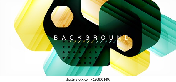 Vector multicolored hexagons geometric abstract background, modern illustration
