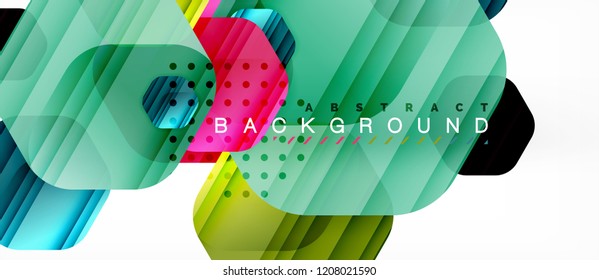 Vector multicolored hexagons geometric abstract background, modern illustration