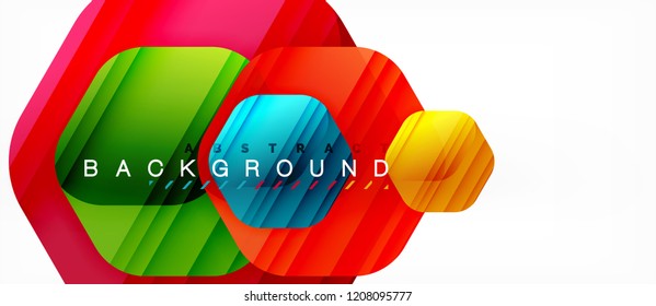 Vector multicolored hexagons geometric abstract background, modern illustration