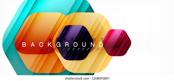 Vector multicolored hexagons geometric abstract background, modern illustration