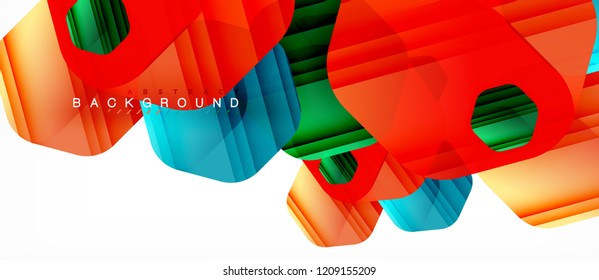Vector multicolored hexagons geometric abstract background, modern illustration