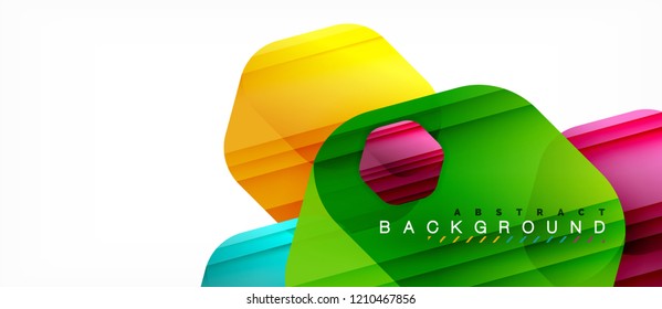 Vector multicolored hexagons geometric abstract background, modern illustration