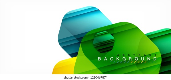 Vector multicolored hexagons geometric abstract background, modern illustration