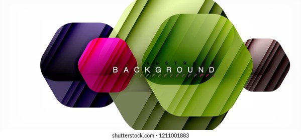 Vector multicolored hexagons geometric abstract background, modern illustration