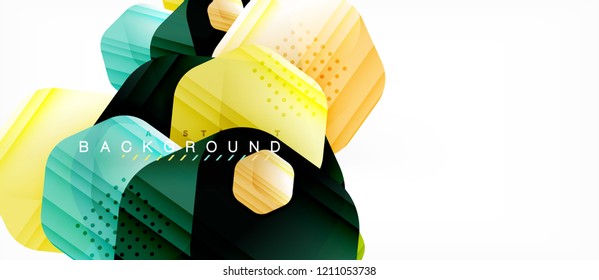 Vector multicolored hexagons geometric abstract background, modern illustration