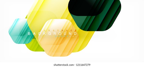 Vector multicolored hexagons geometric abstract background, modern illustration