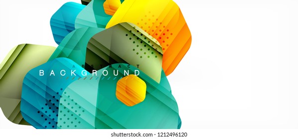 Antecedentes abstractos geométricos de hexagones multicolores vectoriales, ilustración moderna