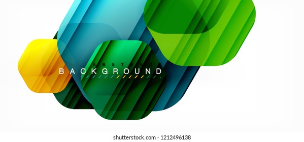 Vector multicolored hexagons geometric abstract background, modern illustration