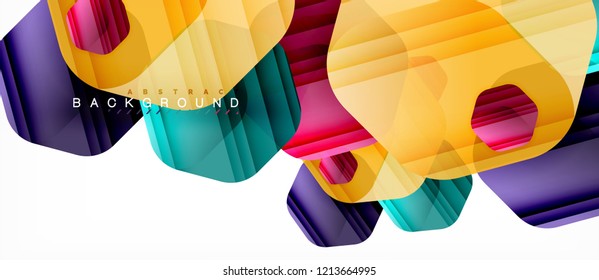 Vector multicolored hexagons geometric abstract background, modern illustration