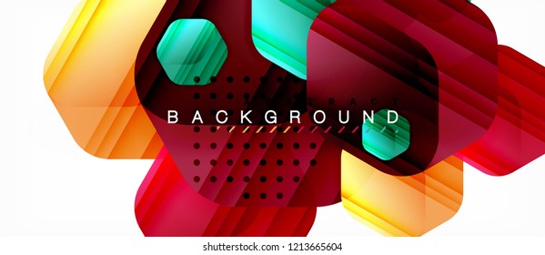 Vector multicolored hexagons geometric abstract background, modern illustration