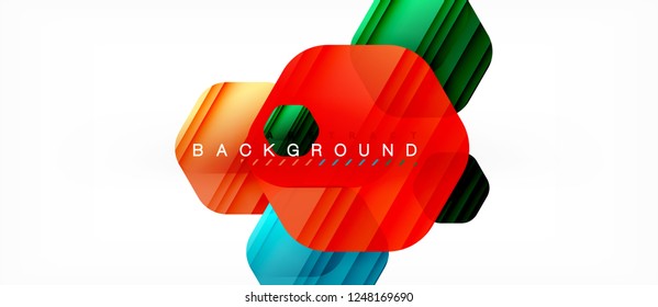 Vector multicolored hexagons geometric abstract background, modern illustration