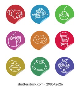 Vector multicolored icons with sweets