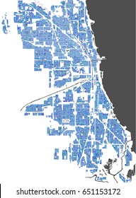 vector multicolored map of the city of Chicago, USA