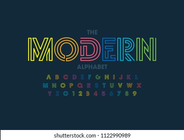 Vector of multi-colored Modern abstract font and alphabet