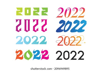 Vector  multicolored numbers 2022 for poster, brochure, banner, ticket.  Happy new year 2022.
