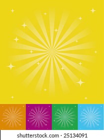 Vector multicolored old abstract sunburst background