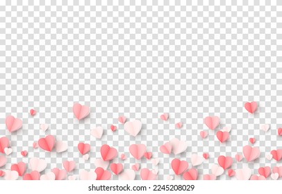 Vector multicolored paper hearts png. Heart shaped paper confetti png. Paper elements png. Hearts for Valentine's Day, March 8, Mother's Day.