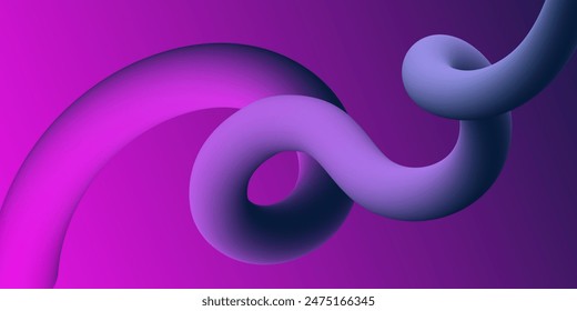 Vector multicolored purple background with gradient and abstract 3d tube shaped shape Modern template for your business cover presentation Futuristic banner for invitations announcement websites