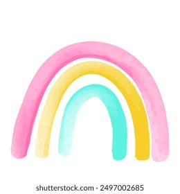 Vector multi-colored rainbow in watercolor style isolated on a white background. Illustration for children's design