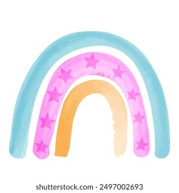 Vector multi-colored rainbow in watercolor style isolated on a white background. Illustration for children's design