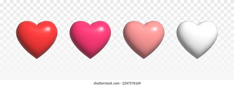 Vector multicolored realistic hearts png. Volumetric multi-colored hearts png. Love banner with hearts. Hearts for Valentine's Day, March 8, Mother's Day.