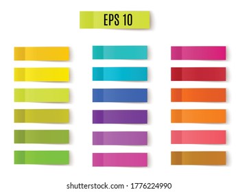 Vector multicolored set of sticky notes on white background