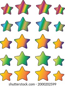 conjunto de metal gradiente de estrellas multicolores vectoriales