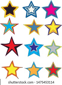 vector Multicolored stars on White background