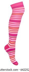 vector multicolored striped stocking on white background