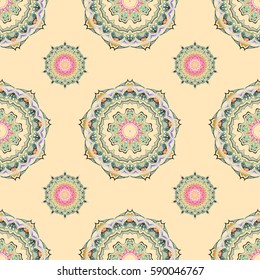 Vector multicolored texture, multicolor lines and grids seamless pattern, curved metal, foil background with 3D visual effects on a beige background.