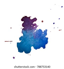 Vector multicolored watercolor splash texture blots background isolated. Grunge hand drawn blob, spot and droplets. Watercolour splatter stain effects. Spring and winter colors drips abstract 