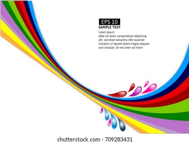 Vector multi-colour line wave on white background