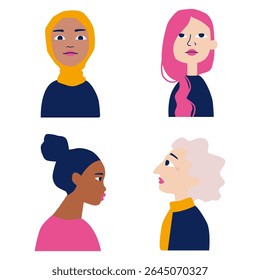 Vector: personas multiculturales, grupo multiétnico, concepto de igualdad y unión.