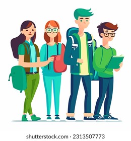 Vector of a multiethnic group of diverse people standing together