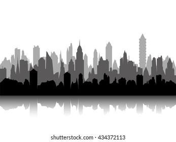 Vector of the multilevel cityscape skyline.