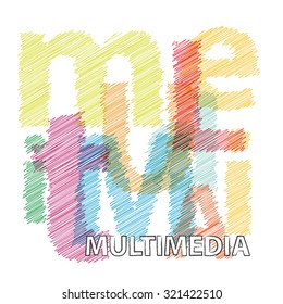 Vector multimedia. Broken text scrawled