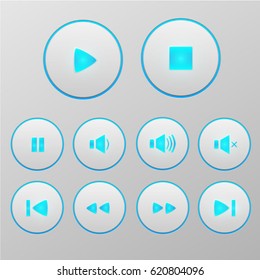 vector multimedia button set ,audio , light button