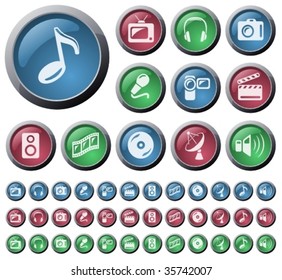 Vector: Multimedia glossy buttons
