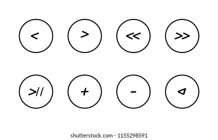 Vector Multimedia player controls icons. Comic or cartoon style.