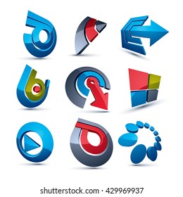 Vector multimedia signs collection isolated on white background. 3d colorful abstract design elements, can be used in web and graphic design and as marketing symbols.