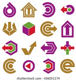 Vector multimedia signs collection isolated on white background. Flat colorful abstract design elements, can be used in web and graphic design and as marketing symbols.