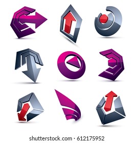 Vector multimedia signs collection isolated on white background. 3d colorful abstract design elements, can be used in web and graphic design and as marketing symbols.