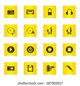 Vector multimedia and technology icons set.