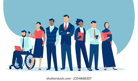 Vector of a multinational inclusive group of confident business people