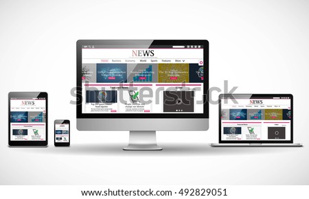 Vector multiple devices with business news internet web site