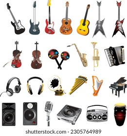 vector and multiple musical instruments