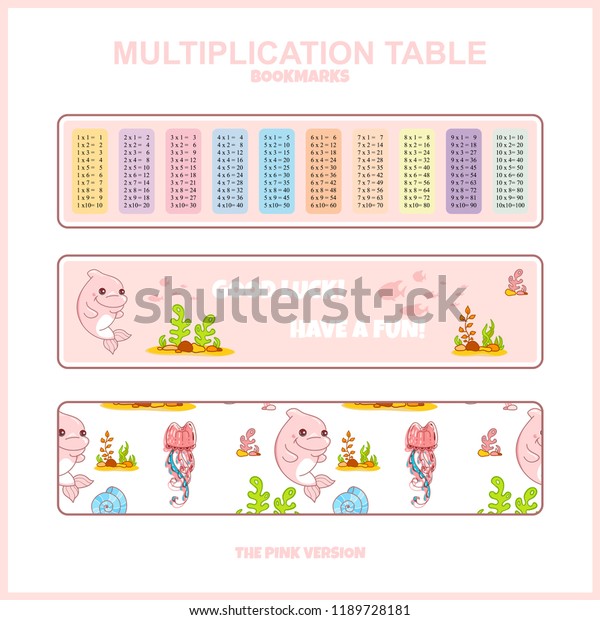 vector multiplication table printable bookmarks stickers stock vector