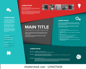 Vector Multipurpose Infographic diagram template with color sections, texts, photos and icons
