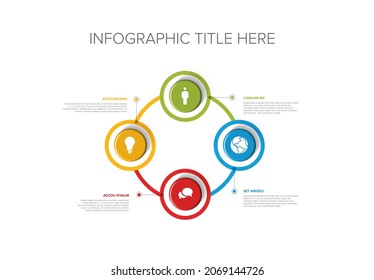 Vector multipurpose Infographic template with four elements options on a color cycle and modern colors on a white background, each infographic with icons on white background