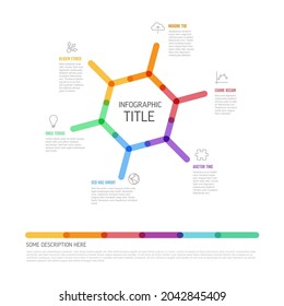 Vector multipurpose Infographic template made from hexagon, icons and short descriptions. Minimalistic thick marker infograph layout template with six elements